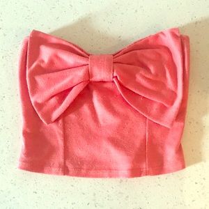 Pink bow crop top